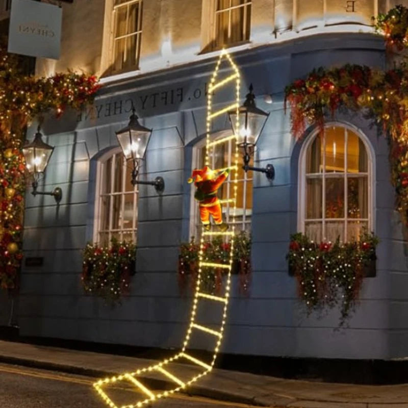 Babbo Natale luminoso su scala con LED