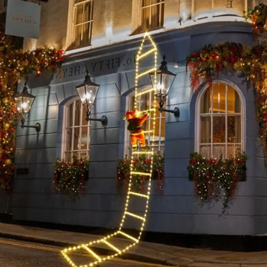 Babbo Natale luminoso su scala con LED