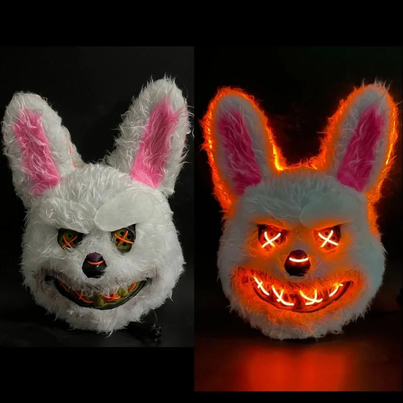 Maschera LED Halloween con coniglio e orso
