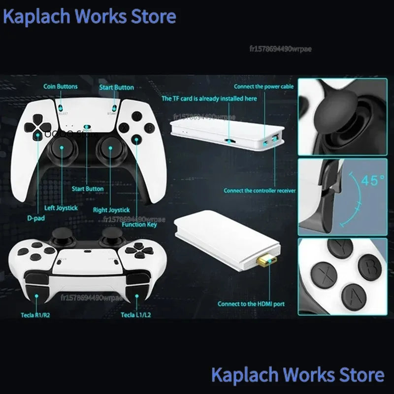 M15 Game Stick Retrò – 64GB, 20.000+ Giochi Classici, Controller Wireless, 20+ Simulatori, Uscita HD TV