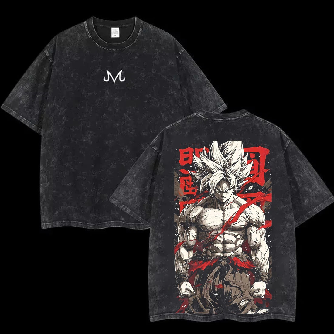 T-Shirt Dragon Ball Cosplay – Goku & Vegeta | Oversize Washed, Cotone, Anime Harajuku Streetwear Uomo
