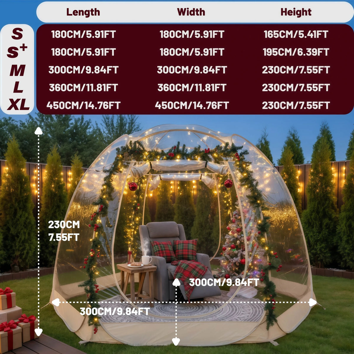 Tenda Bolla Igloo Pop-Up Istantanea – Impermeabile, Extralarge, Protezione dal Freddo per Camping, Patio e Giardino