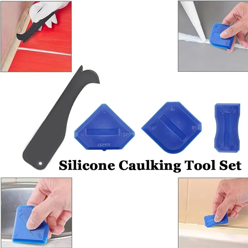 Kit Spatole per Silicone 5 in 1 – Raschietto, Finitore e Rimozione Silicone per Bagno, Cucina, Pavimenti e Finestre
