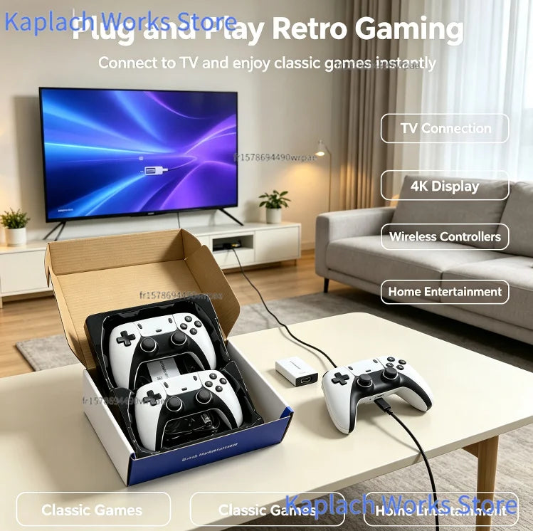 M15 Game Stick Retrò – 64GB, 20.000+ Giochi Classici, Controller Wireless, 20+ Simulatori, Uscita HD TV