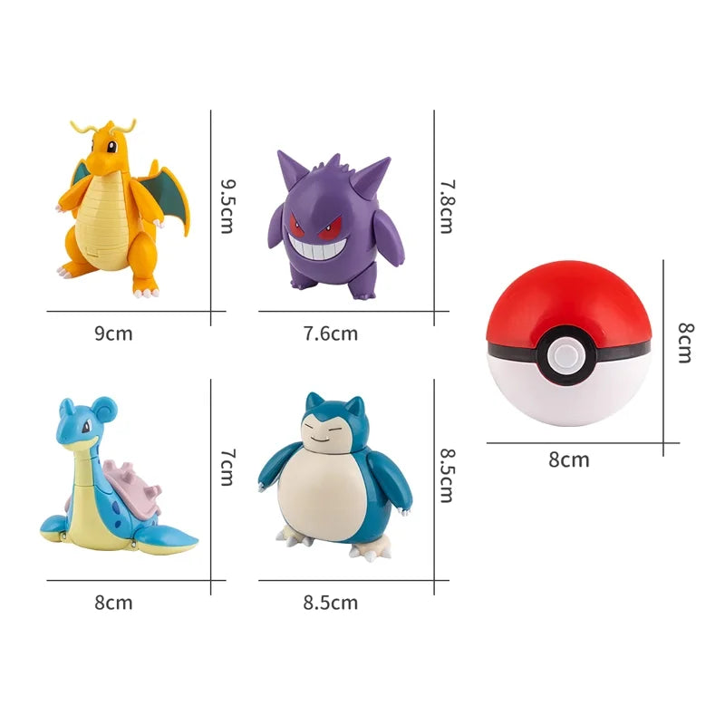 Action Figure Pokémon – Pikachu, Gengar, Dragonite, Snorlax e altri | Modello Pocket Monsters in PVC