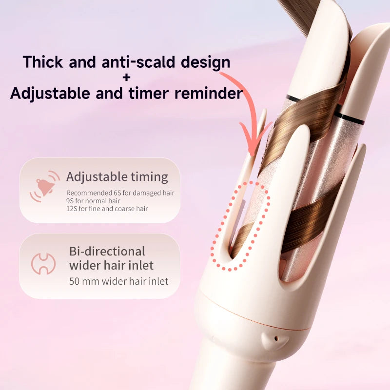 Arricciacapelli Automatico Rotante in Ceramica 32mm/40mm – Ferro Arricciacapelli Professionale Multifunzione con Ondulatore