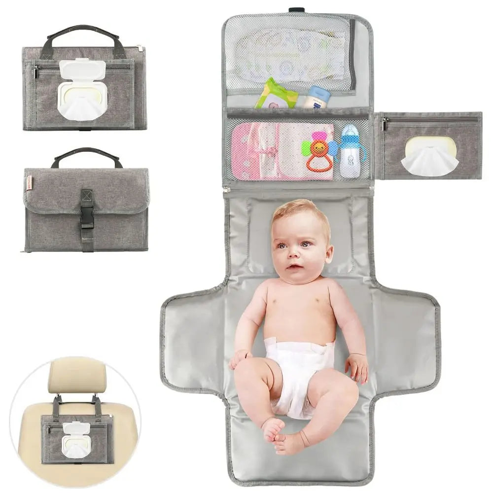 Fasciatoio Portatile con Tasche – Impermeabile, Pieghevole | Kit Cambio Pannolino da Viaggio, Idea Regalo Bebè