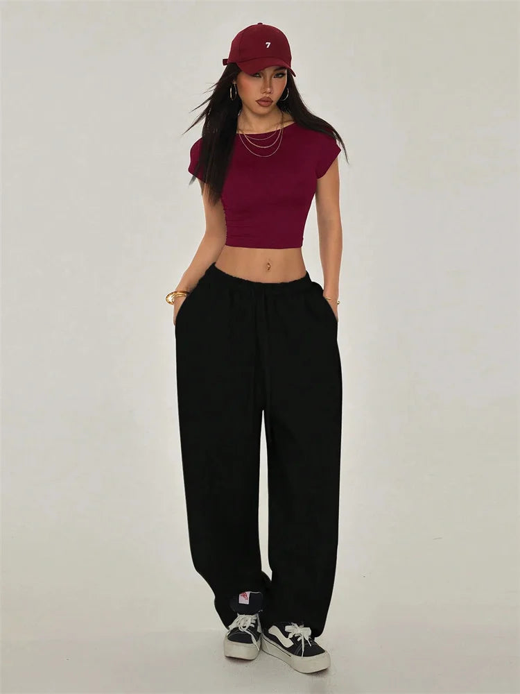T-Shirt Donna Schiena Scoperta – Crop Top Y2K Streetwear Grunge, Manica Corta, Stile High Street