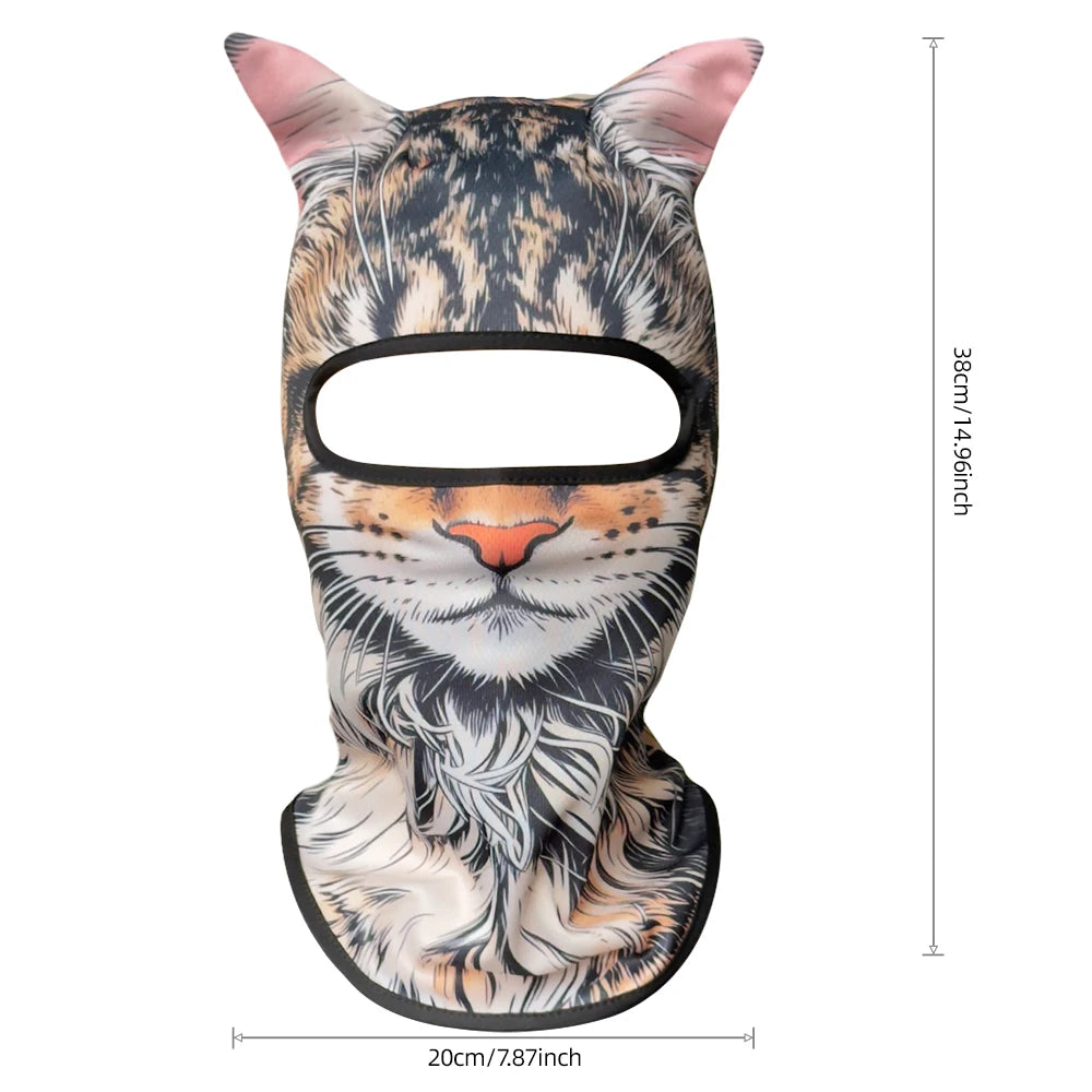 Passamontagna 3D Animali – Maschera Integrale per Moto, Bici, Sci, Protezione UV Collo e Viso
