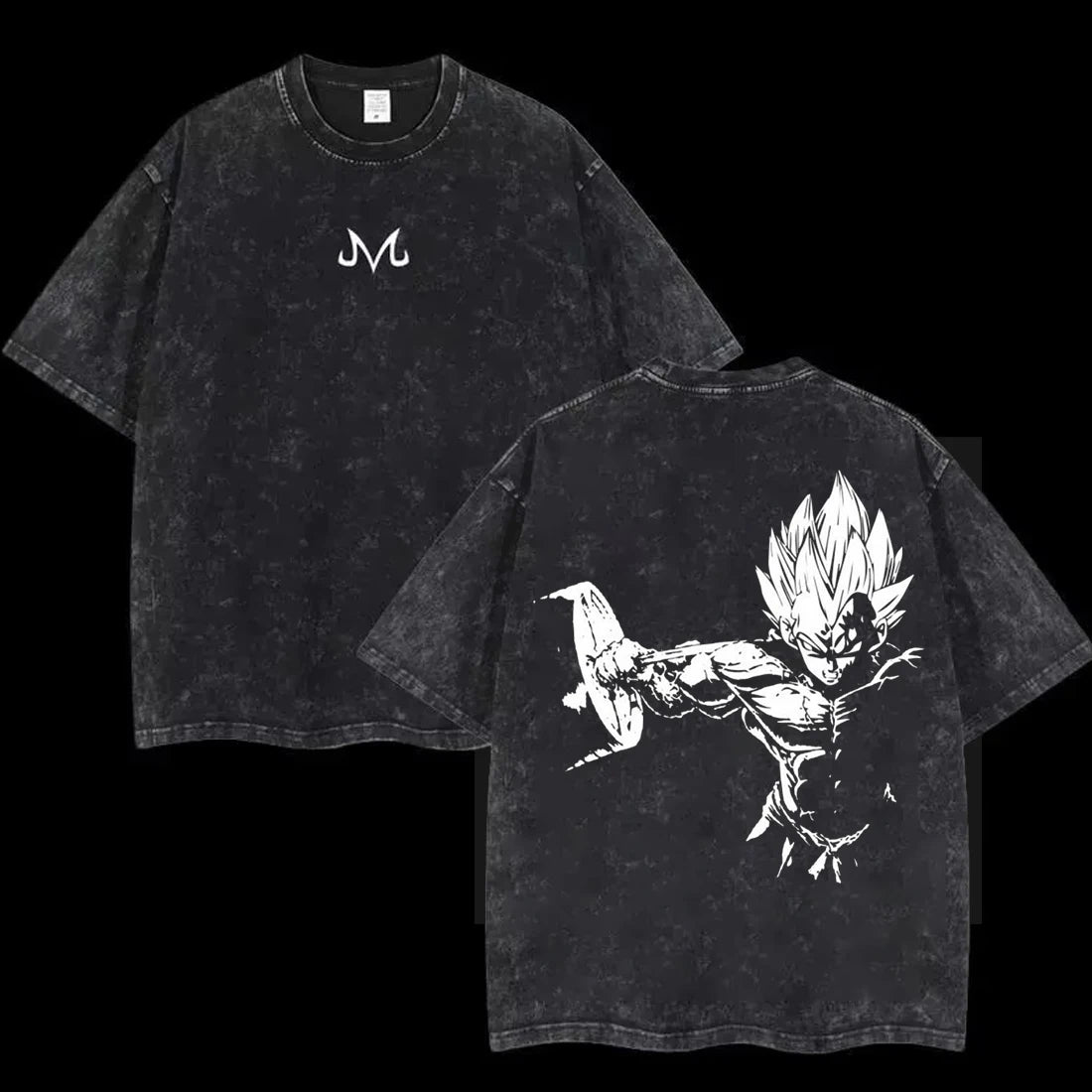 T-Shirt Dragon Ball Cosplay – Goku & Vegeta | Oversize Washed, Cotone, Anime Harajuku Streetwear Uomo