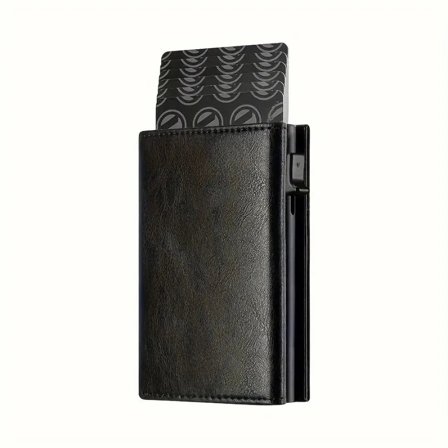 Portafoglio Uomo con Portamonete a Zip – Porta Carte Pop-Up Automatico, Blocco RFID, Design Minimalista
