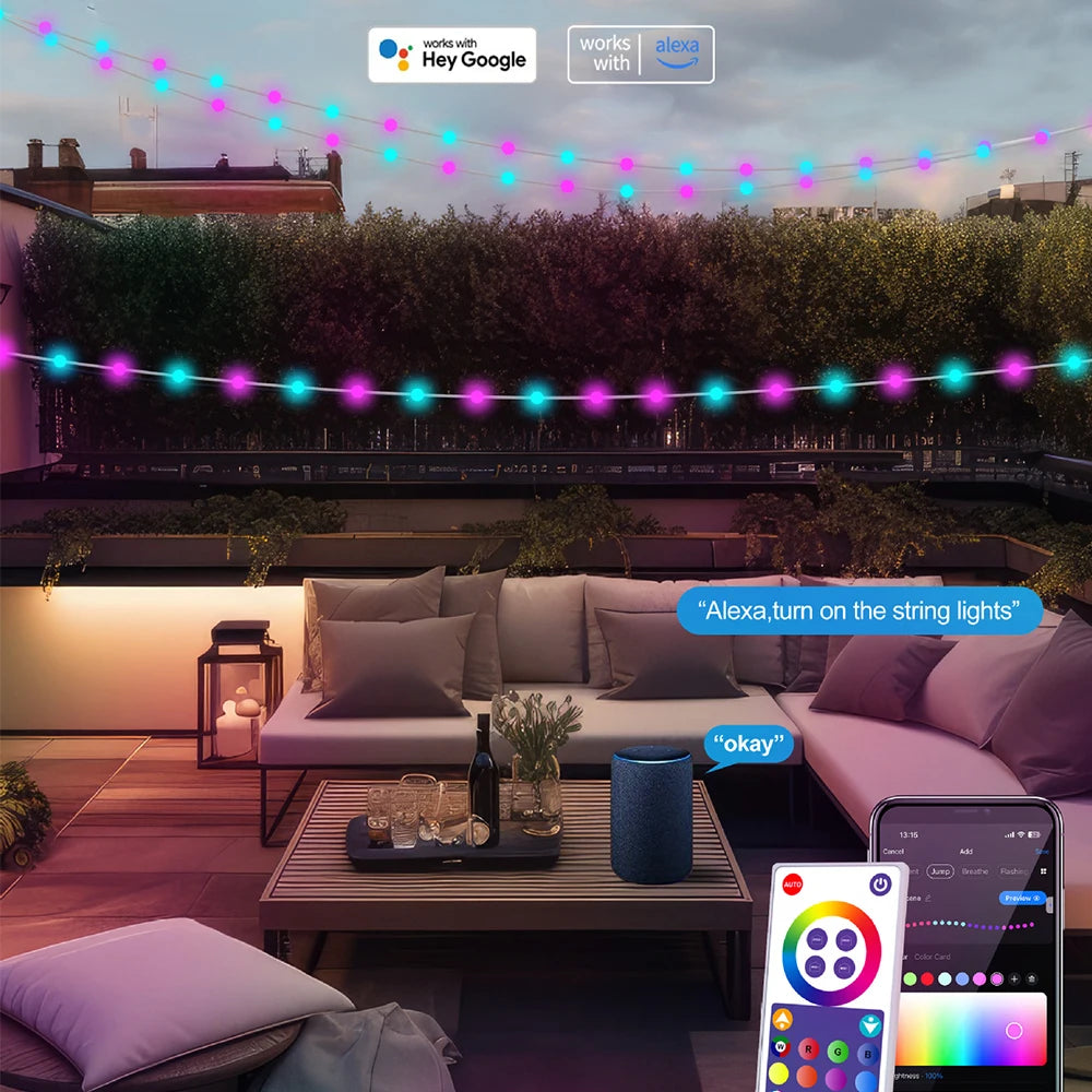 Catena luminosa smart LED per interni ed esterni