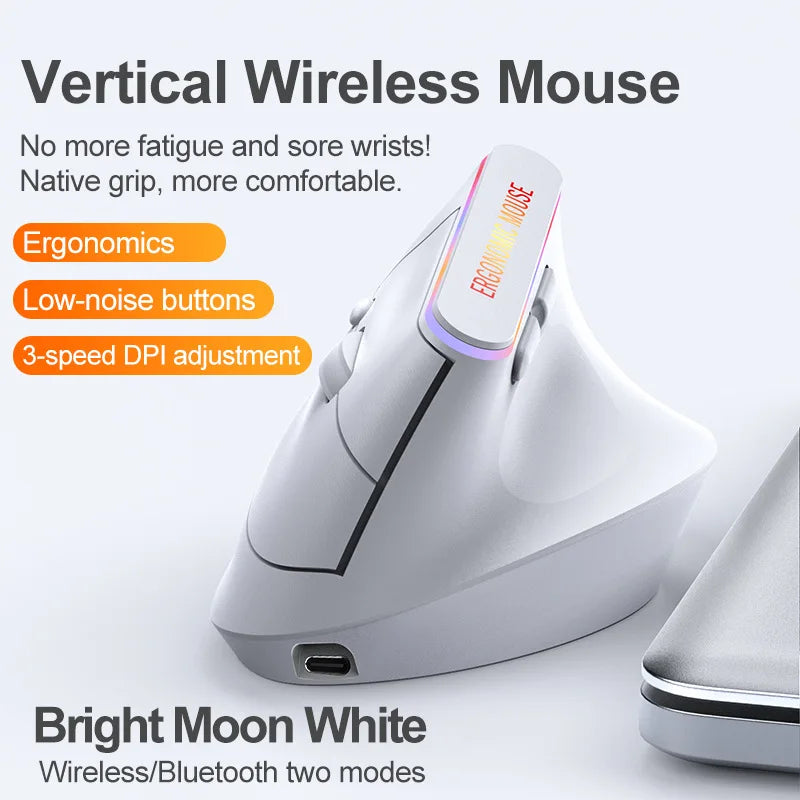Mouse verticale ergonomico wireless 2.4G e Bluetooth