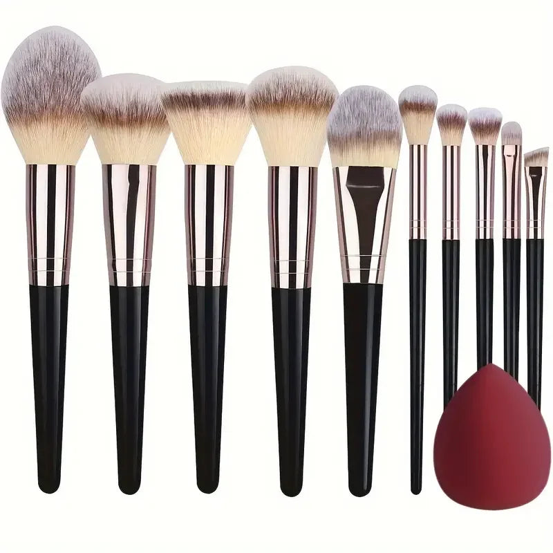 Set Pennelli Make-up Professionali – 3/10/15/18/20 pz, Setole Morbide, Fondotinta, Occhi, Blush e Contouring + Spugnetta Opzionale