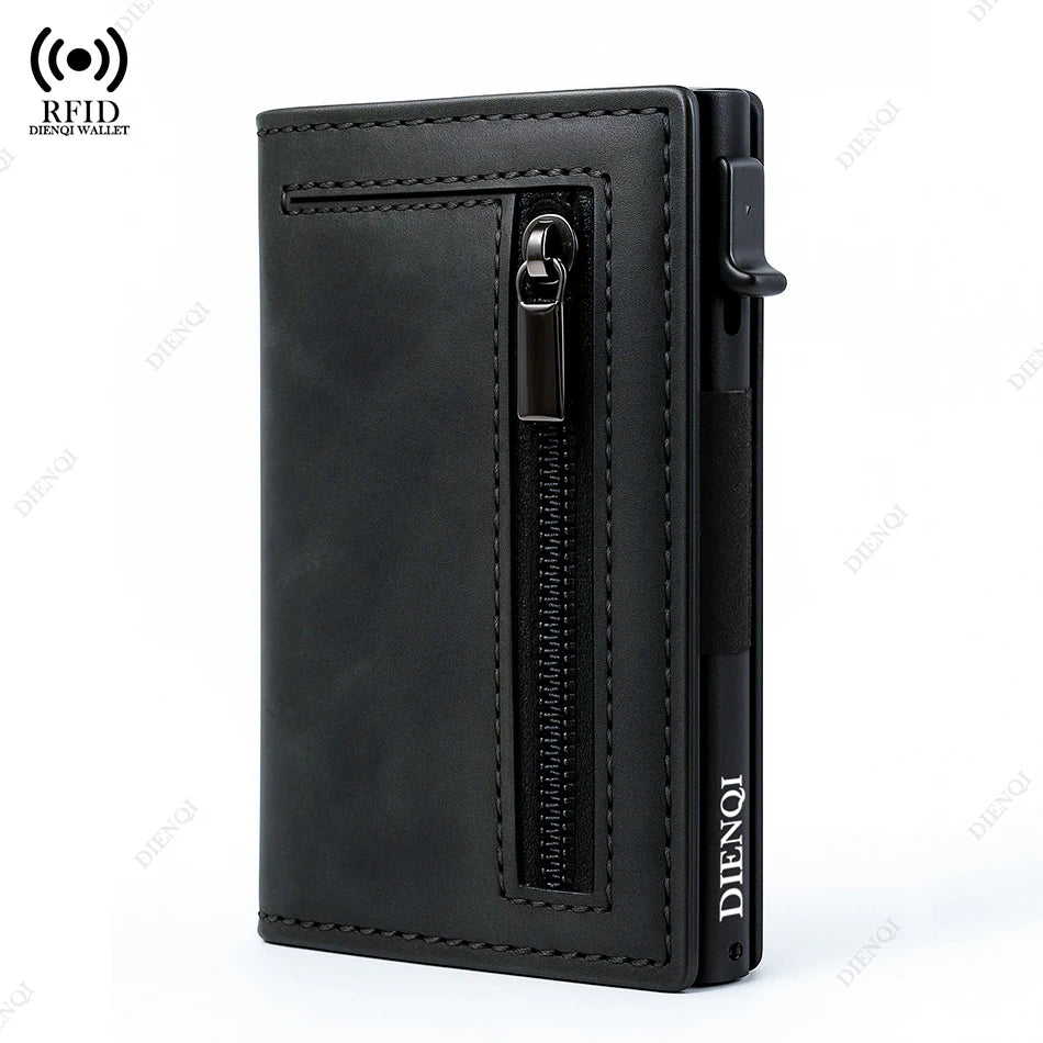 Portafoglio Uomo con Blocco RFID – Porta Carte di Credito in Lega di Alluminio e Fibra di Carbonio, Design Slim e Minimalista