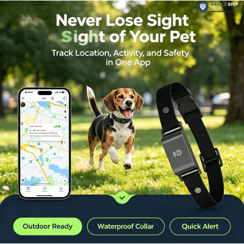 Collare GPS Smart per Cani con Localizzazione in Tempo Reale, App, Fit Regolabile e Avvisi di Zona Sicura