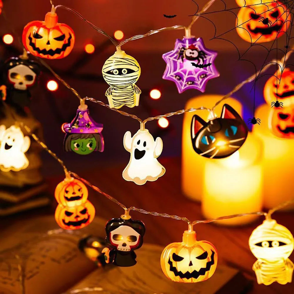 Catena luminosa LED Halloween con zucche e fantasmi