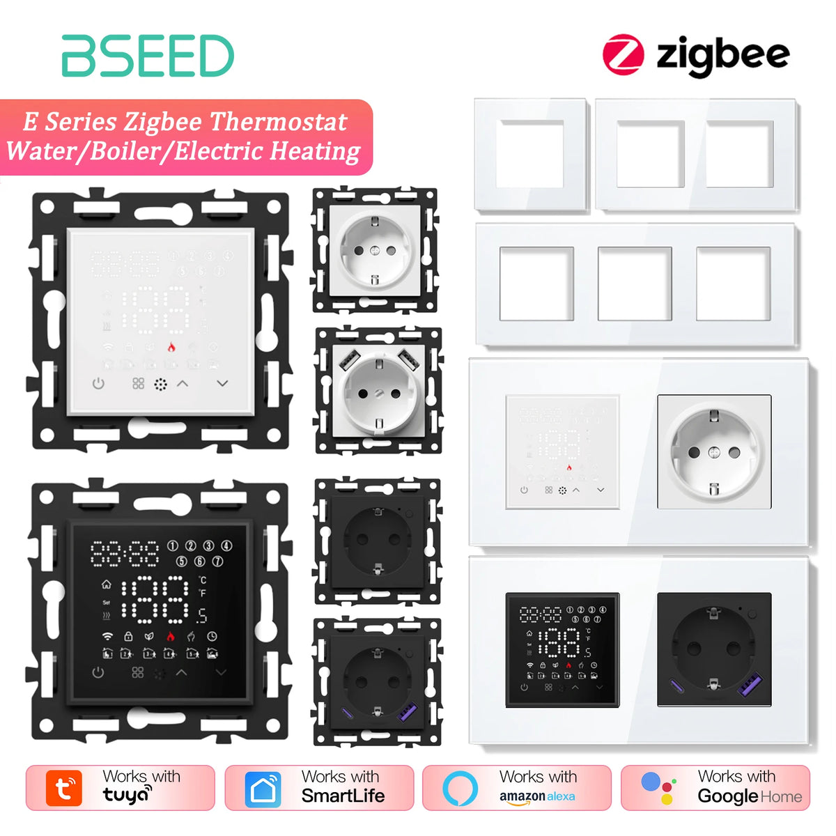 Termostato Smart Zigbee BSEED – Riscaldamento a Pavimento, Caldaia o Acqua – Controllo App Tuya/Alexa/Google Home, Schermo LED Touch