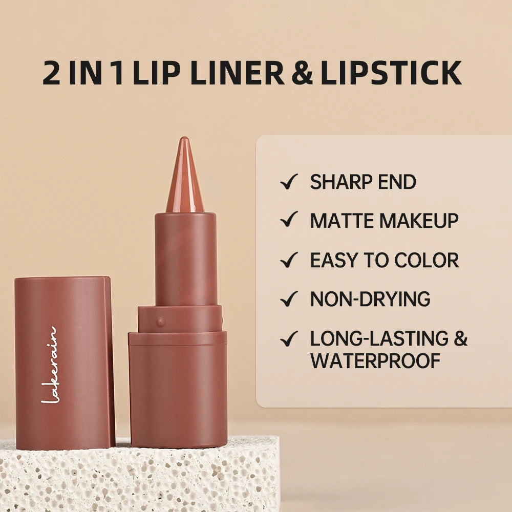 Matita Labbra Lakerain – Effetto Velluto Matte, Waterproof, Lunga Durata, Contorno e Colore Tutto in Uno, 3g