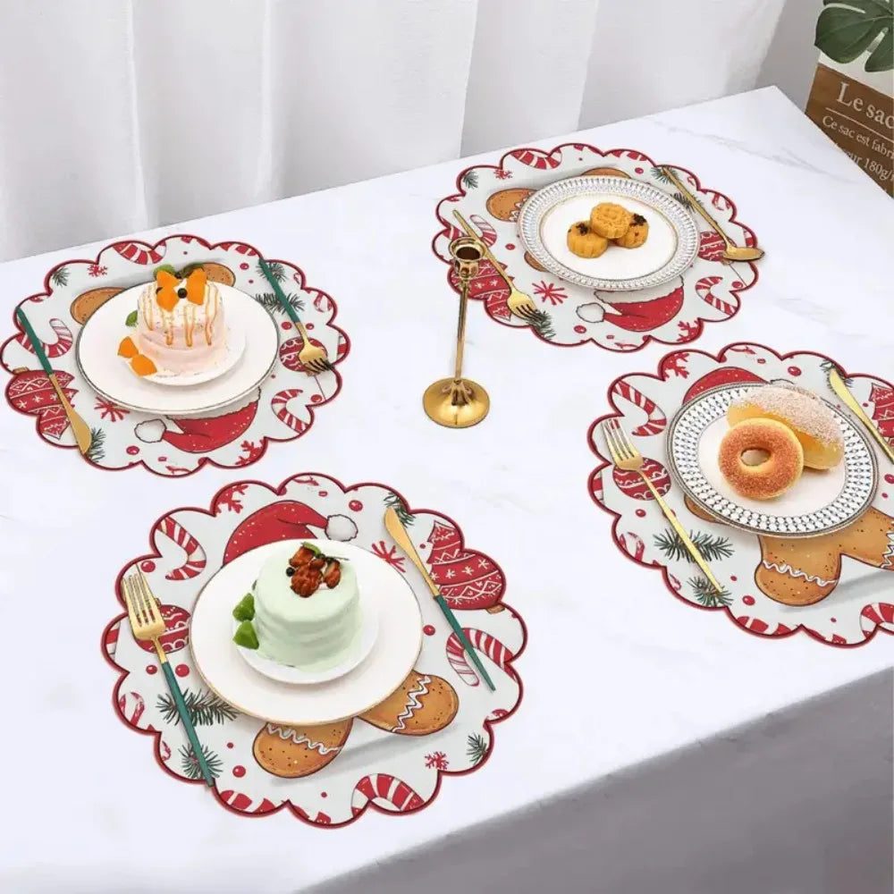 Set 4 tovagliette natalizie rotonde antiscivolo