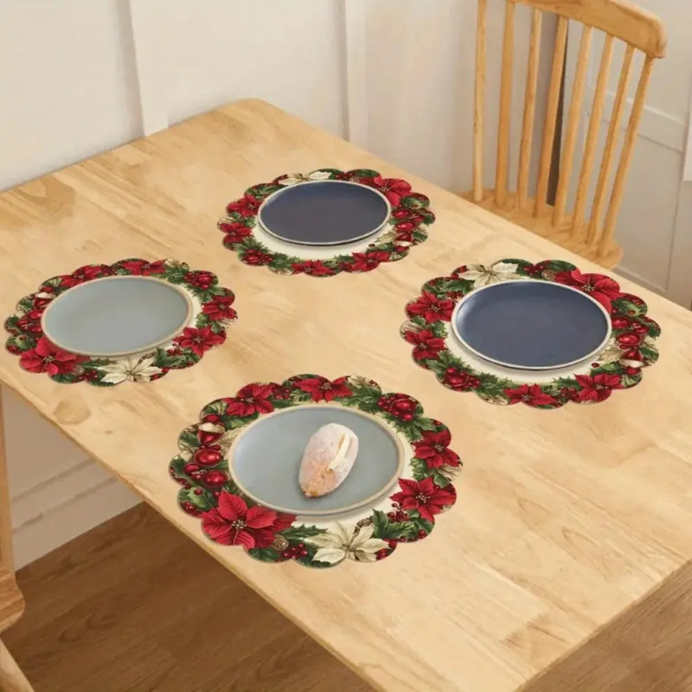 Set 4 tovagliette natalizie rotonde antiscivolo