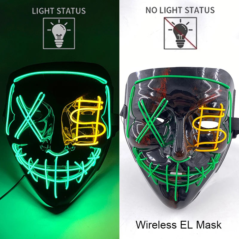 Maschera LED neon wireless luminosa per cosplay