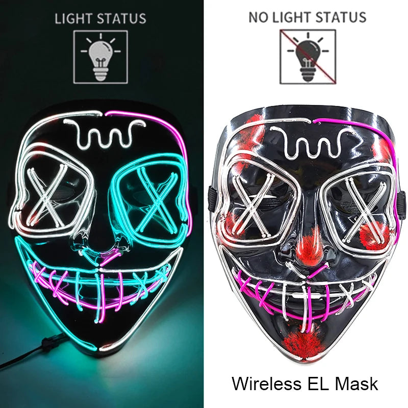 Maschera LED neon wireless luminosa per cosplay