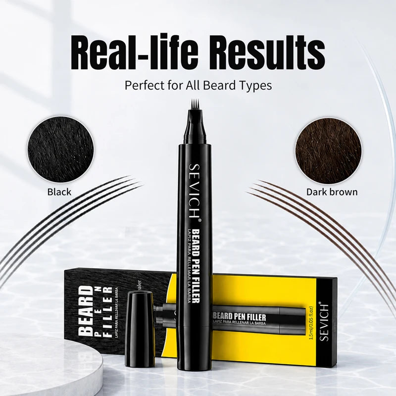 SEVICH Penna Colorante Barba Waterproof – Filler Infoltente con Fibre, Effetto Naturale Tutto il Giorno