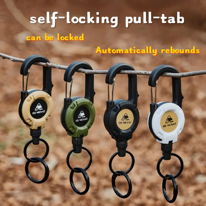 ISE MOUNT Fibbia a sgancio rapido con lucchetto per esterni – Fune in acciaio multifunzione con portachiavi retrattile anti-smarrimento