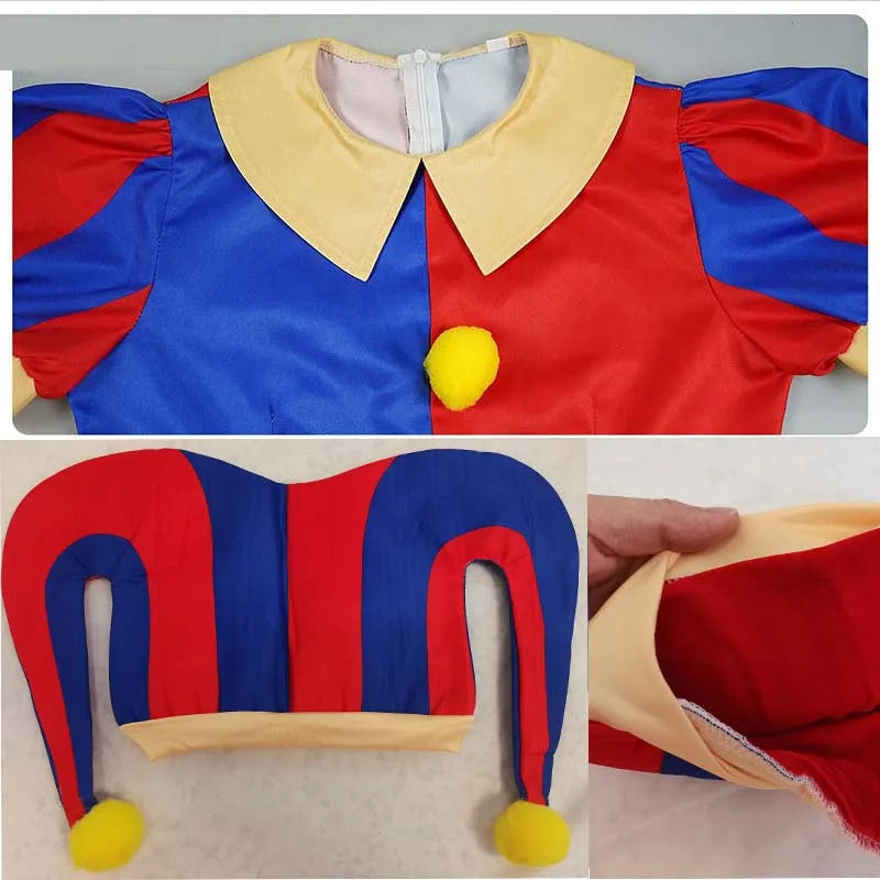 Costume cosplay Pomni completo con cappello e guanti