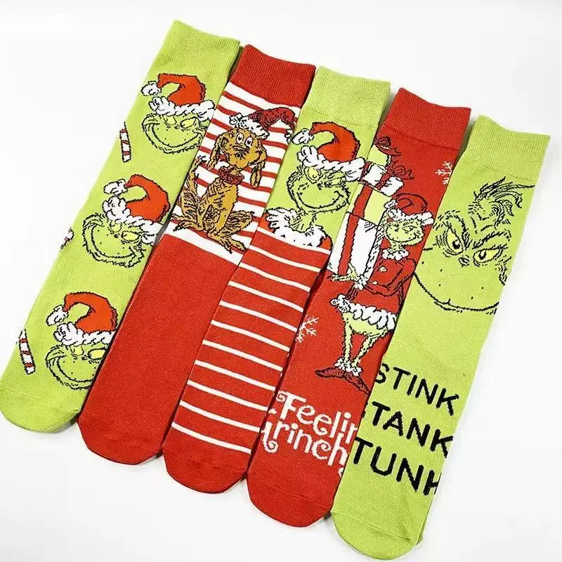 Set 4 paia di calze alte cartoon in cotone