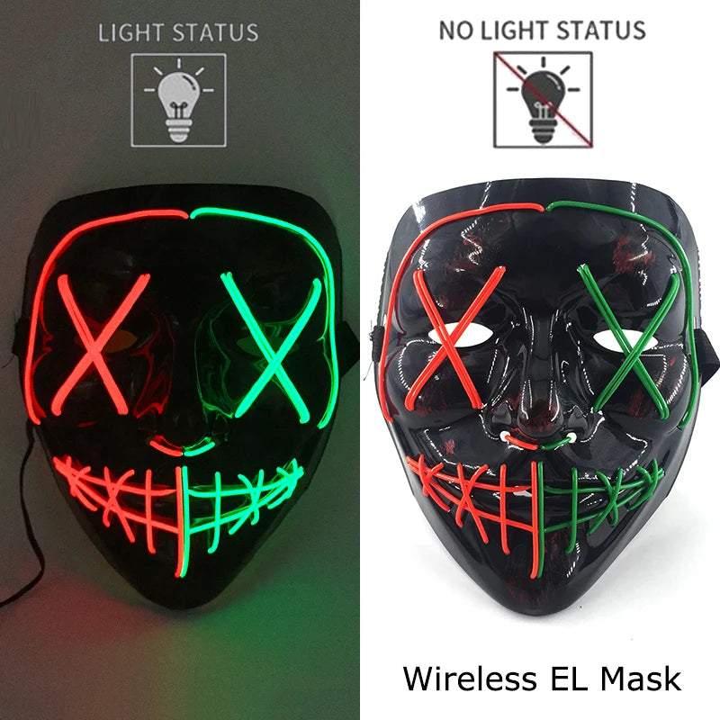 Maschera LED neon wireless luminosa per cosplay