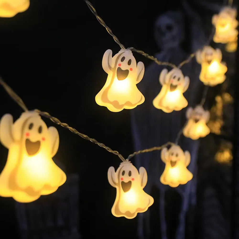 Catena luminosa LED Halloween con zucche e fantasmi