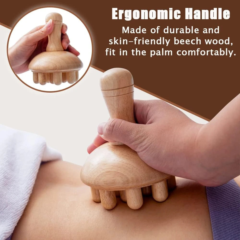 Massaggiatore a Fungo in Legno JOMMJO – Drenaggio Linfatico e Anti-Cellulite per Tutto il Corpo