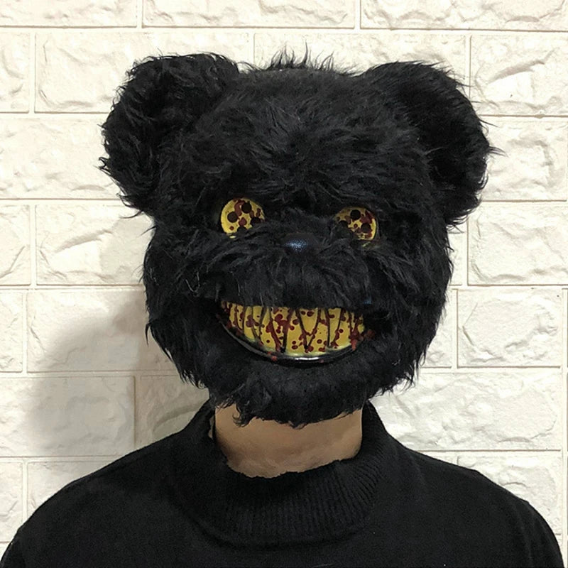 Maschera peluche Halloween con coniglio e orso