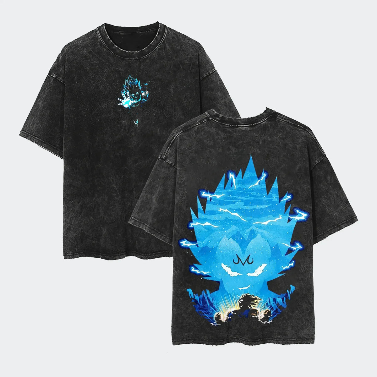 T-Shirt Dragon Ball Cosplay – Goku & Vegeta | Oversize Washed, Cotone, Anime Harajuku Streetwear Uomo