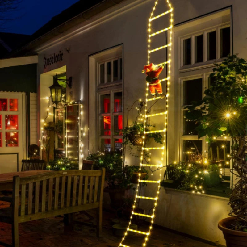Babbo Natale luminoso su scala con LED
