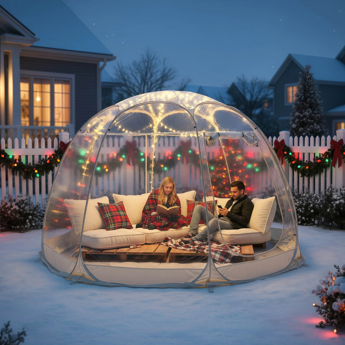 Tenda Bolla Igloo Pop-Up Istantanea – Impermeabile, Extralarge, Protezione dal Freddo per Camping, Patio e Giardino