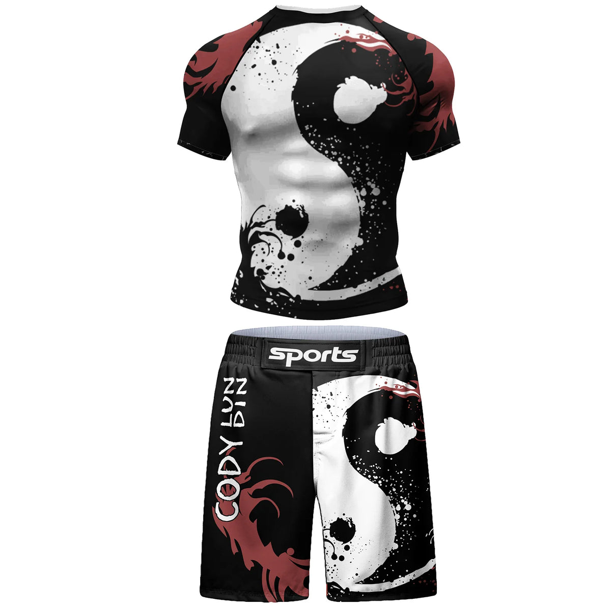 Set Sportivo 2 Pezzi BJJ / MMA – Rashguard + Shorts Muay Thai, Grappling, Boxe, Corsa e Palestra