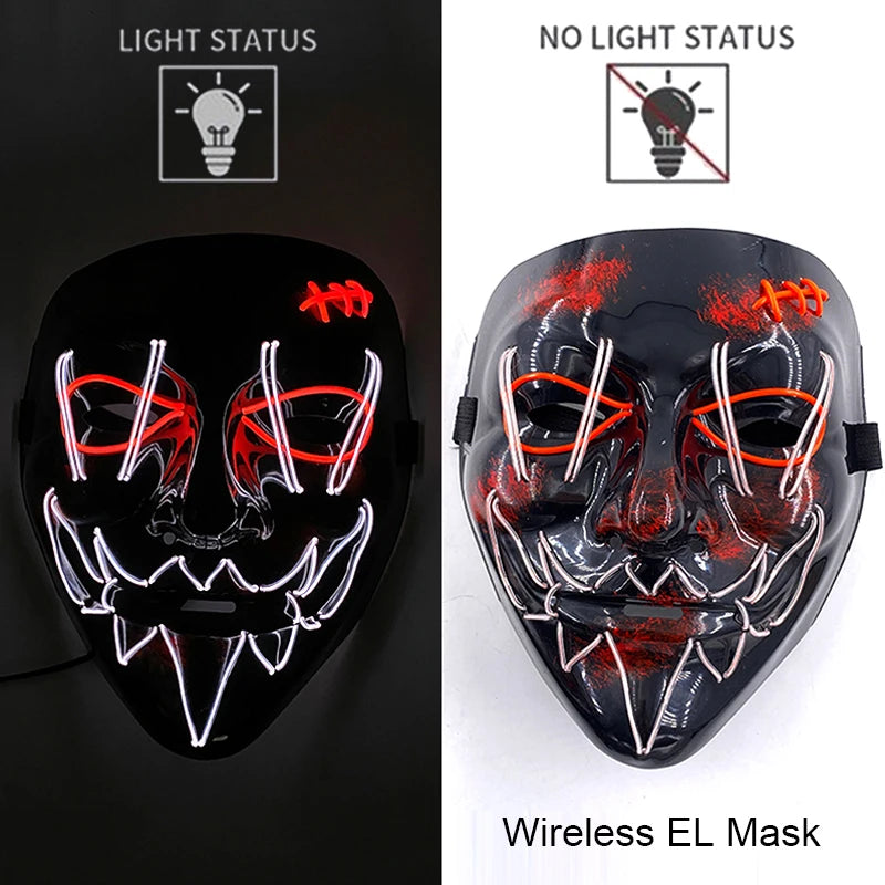 Maschera LED neon wireless luminosa per cosplay