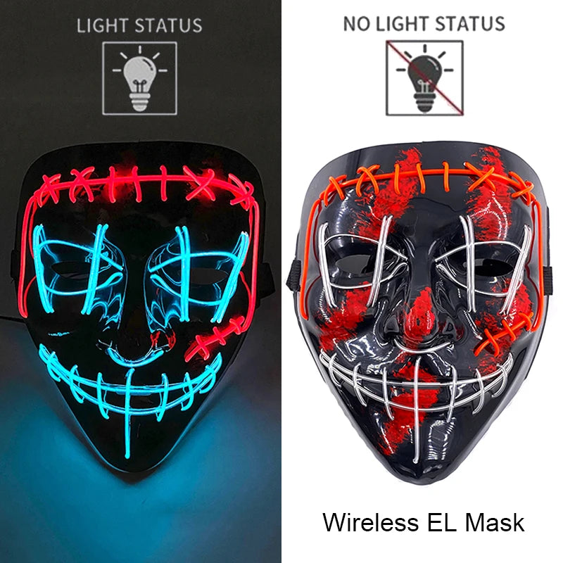Maschera LED neon wireless luminosa per cosplay