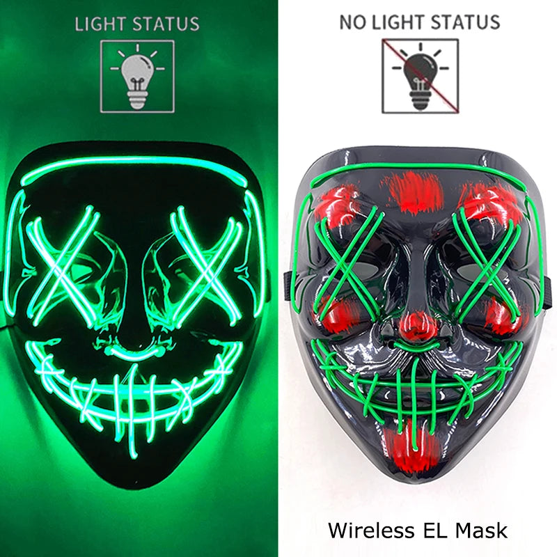 Maschera LED neon wireless luminosa per cosplay