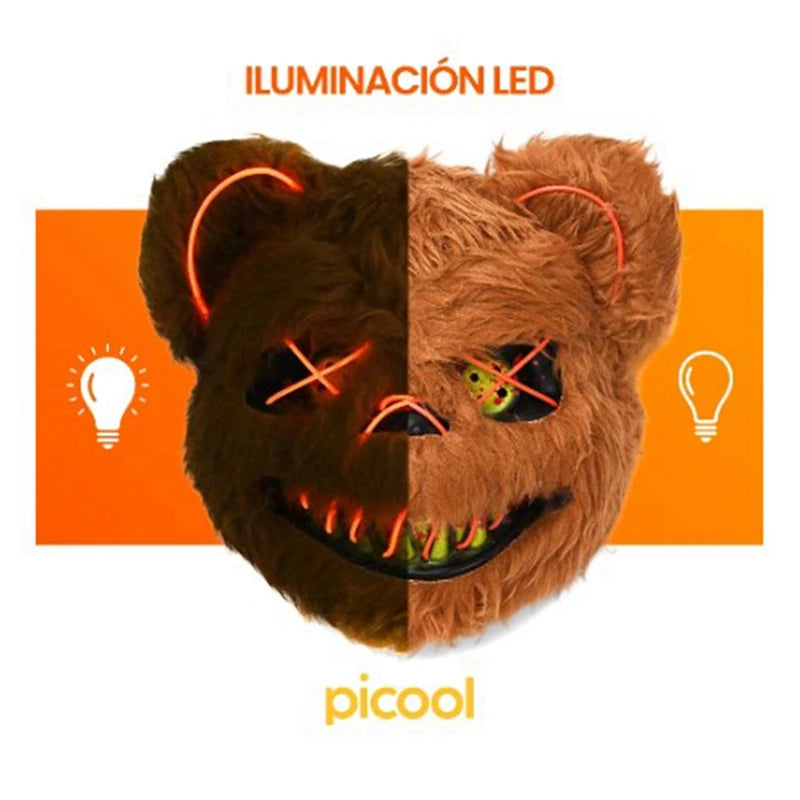 Maschera LED Halloween con coniglio e orso