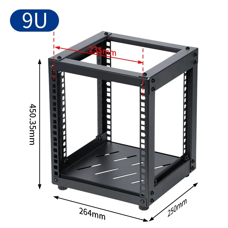 Rack Open Desktop 10 Pollici – Armadio da Tavolo per NAS, Router, Switch di Rete – Grezzo Non Verniciato, 5U/6U/7U/8U/9U/10U