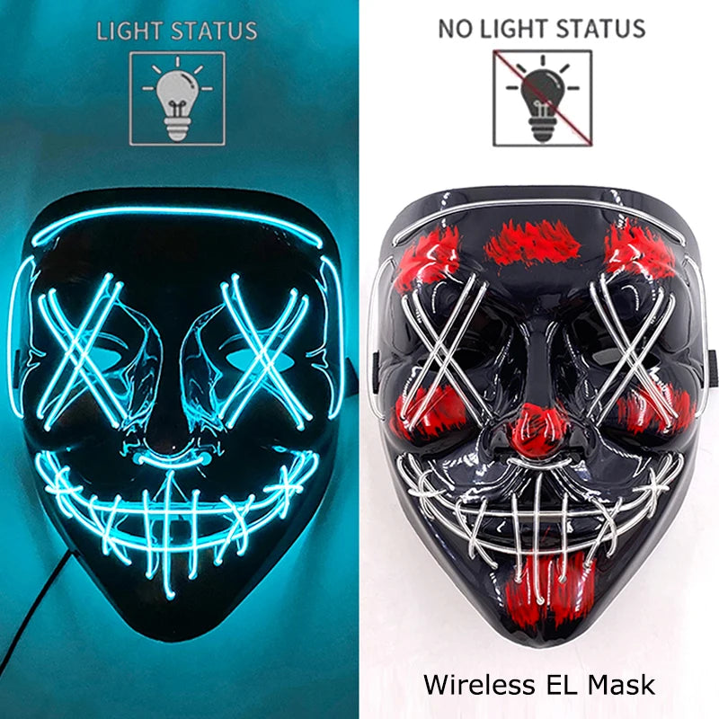 Maschera LED neon wireless luminosa per cosplay