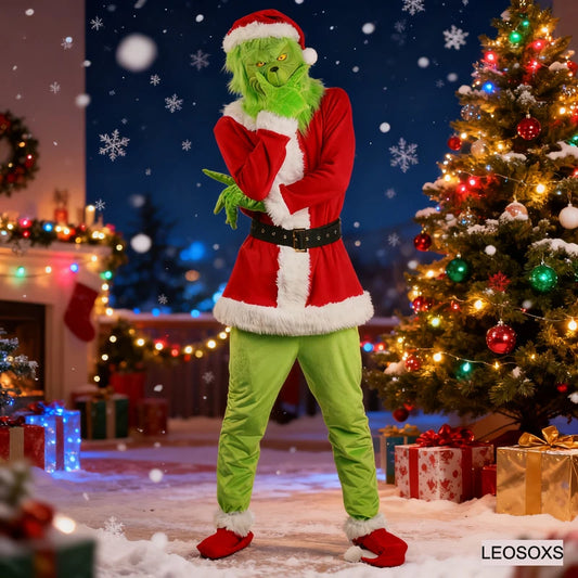 Costume completo da Babbo Natale stile mostro verde
