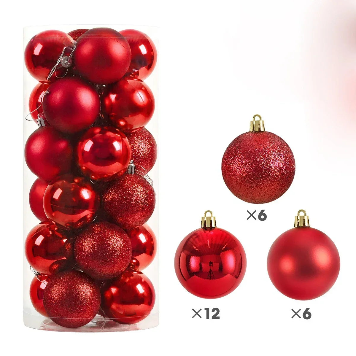 Set 24 palline di Natale da 3, 4 o 6 cm