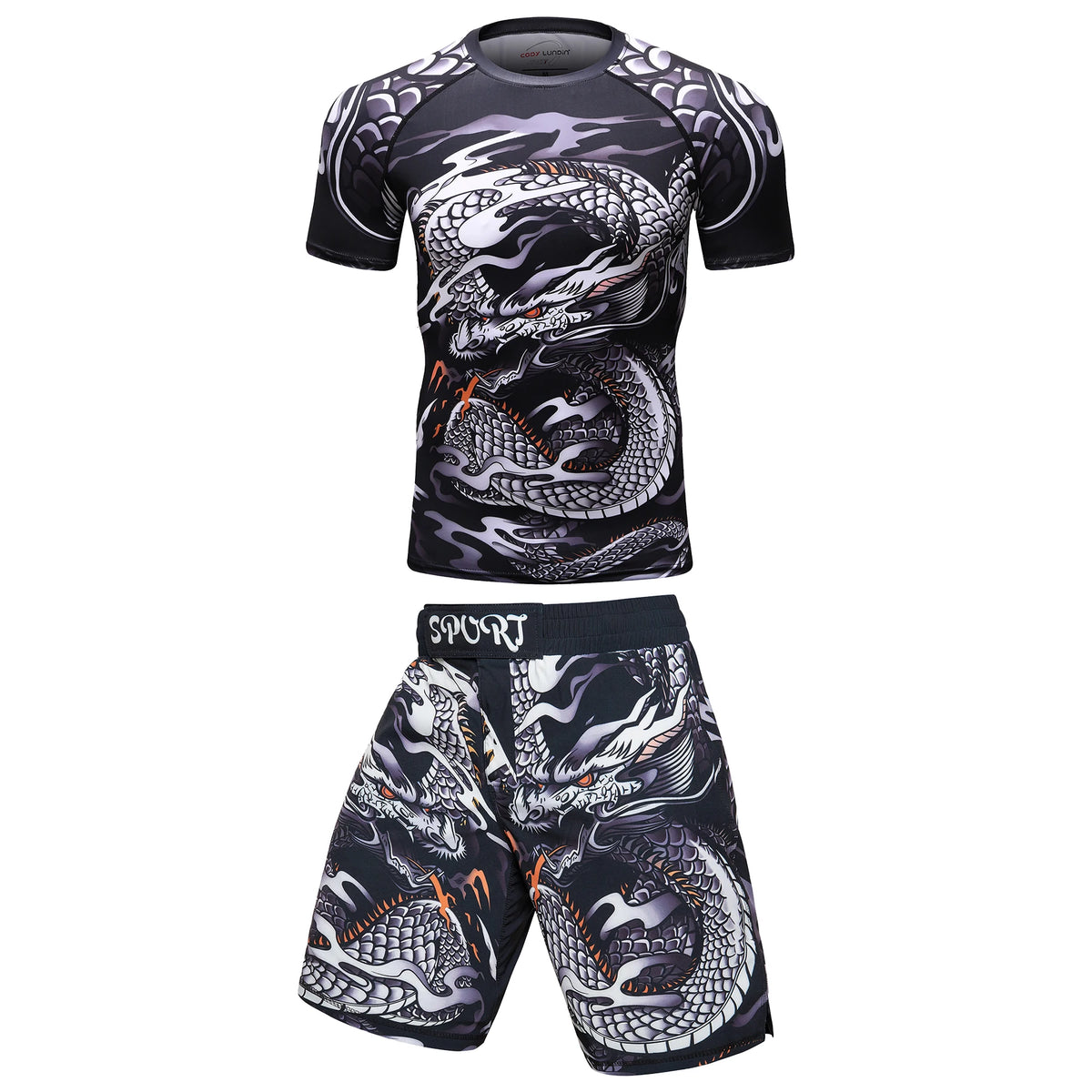 Set Sportivo 2 Pezzi BJJ / MMA – Rashguard + Shorts Muay Thai, Grappling, Boxe, Corsa e Palestra