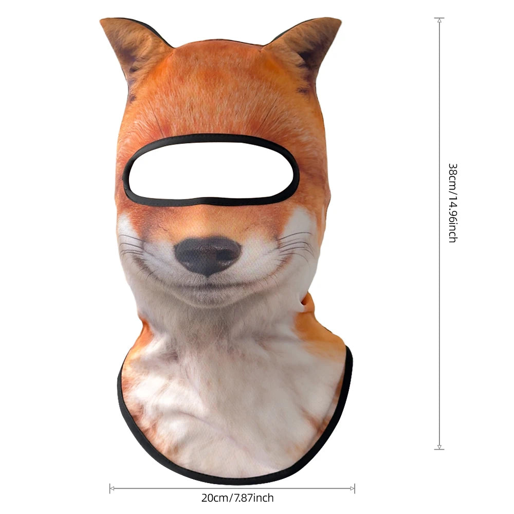 Passamontagna 3D Animali – Maschera Integrale per Moto, Bici, Sci, Protezione UV Collo e Viso