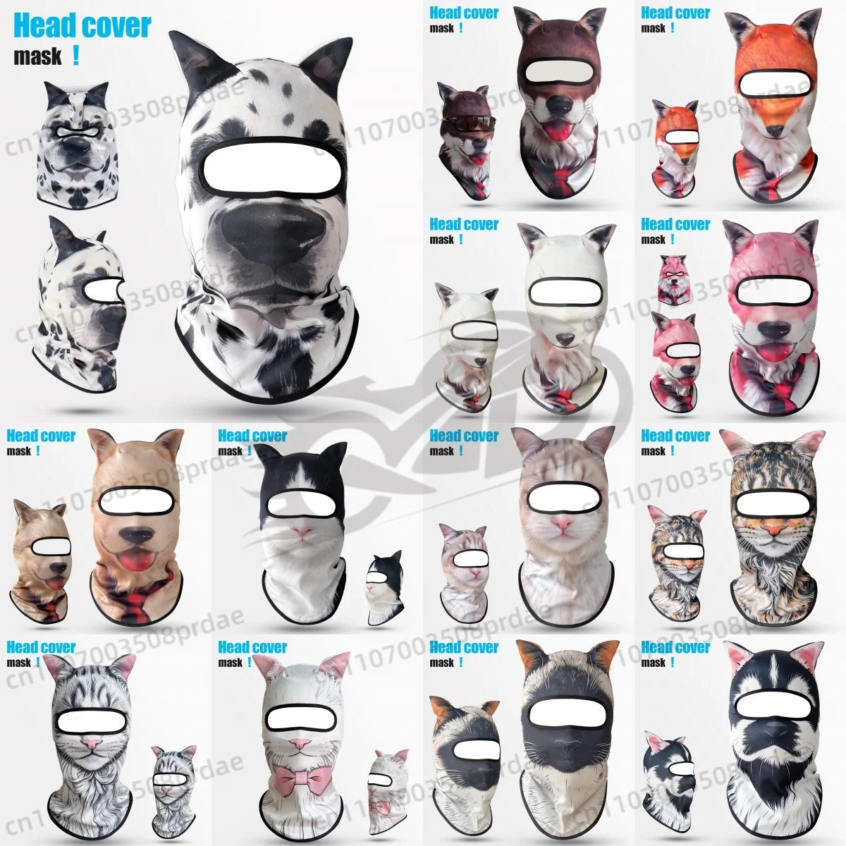 Passamontagna 3D Animali – Maschera Integrale per Moto, Bici, Sci, Protezione UV Collo e Viso